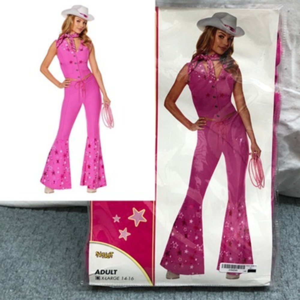 Barbie The Movie Western Barbie Costume Womens XL Pink Top Flared Pants Spirit